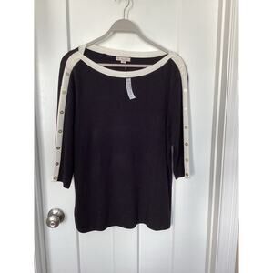 NWT CB Established 1962 Women's Button Trim Quarter Sleeve Sweater Black Size 2X